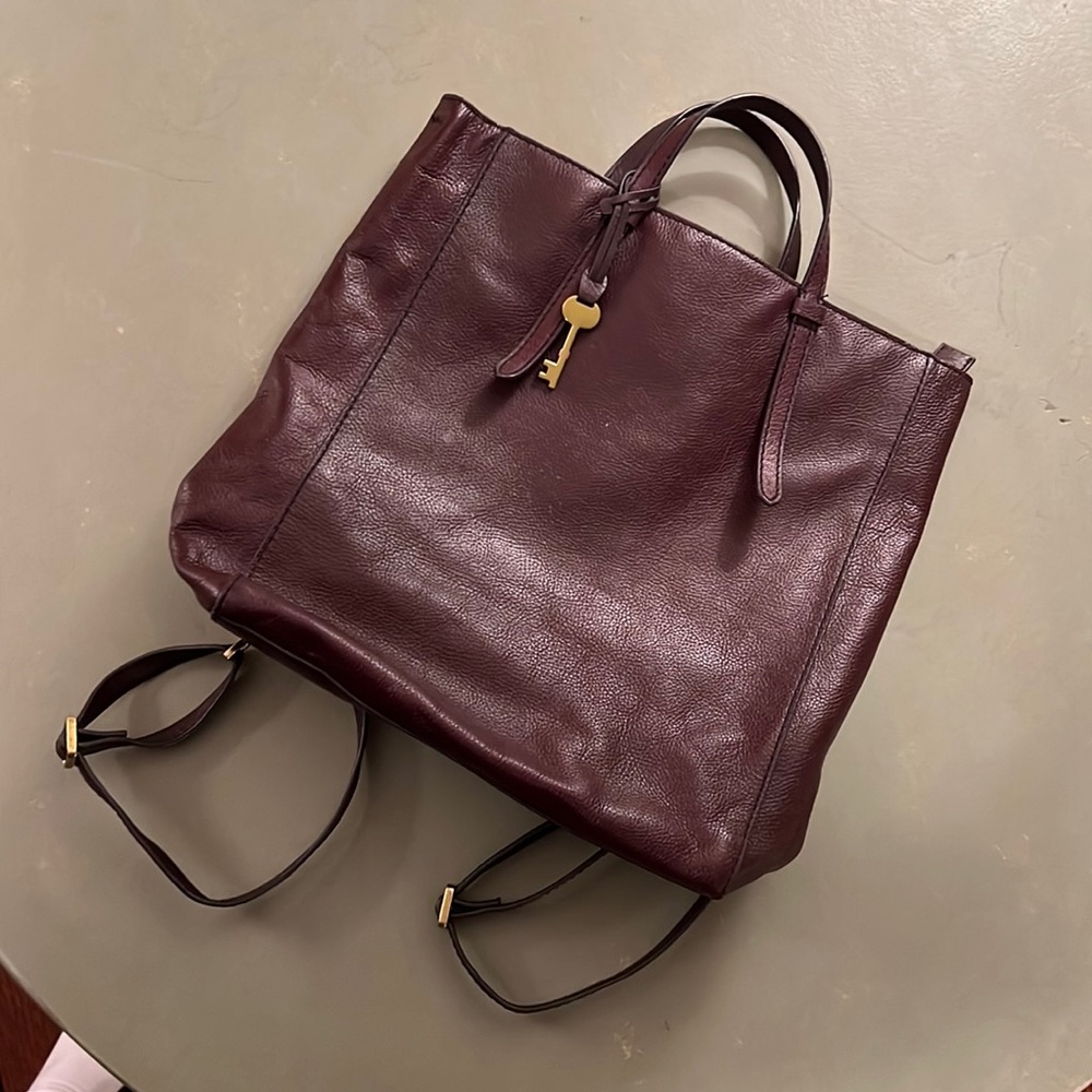 Fossil Maroon/Burgundy Leather Bag/Backpack